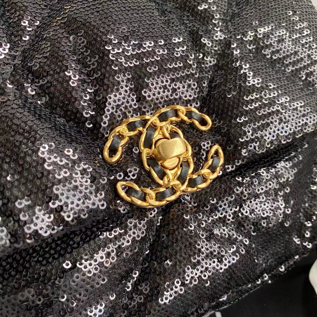 Chanel Sequin 19 Flap Bag Black — view 9