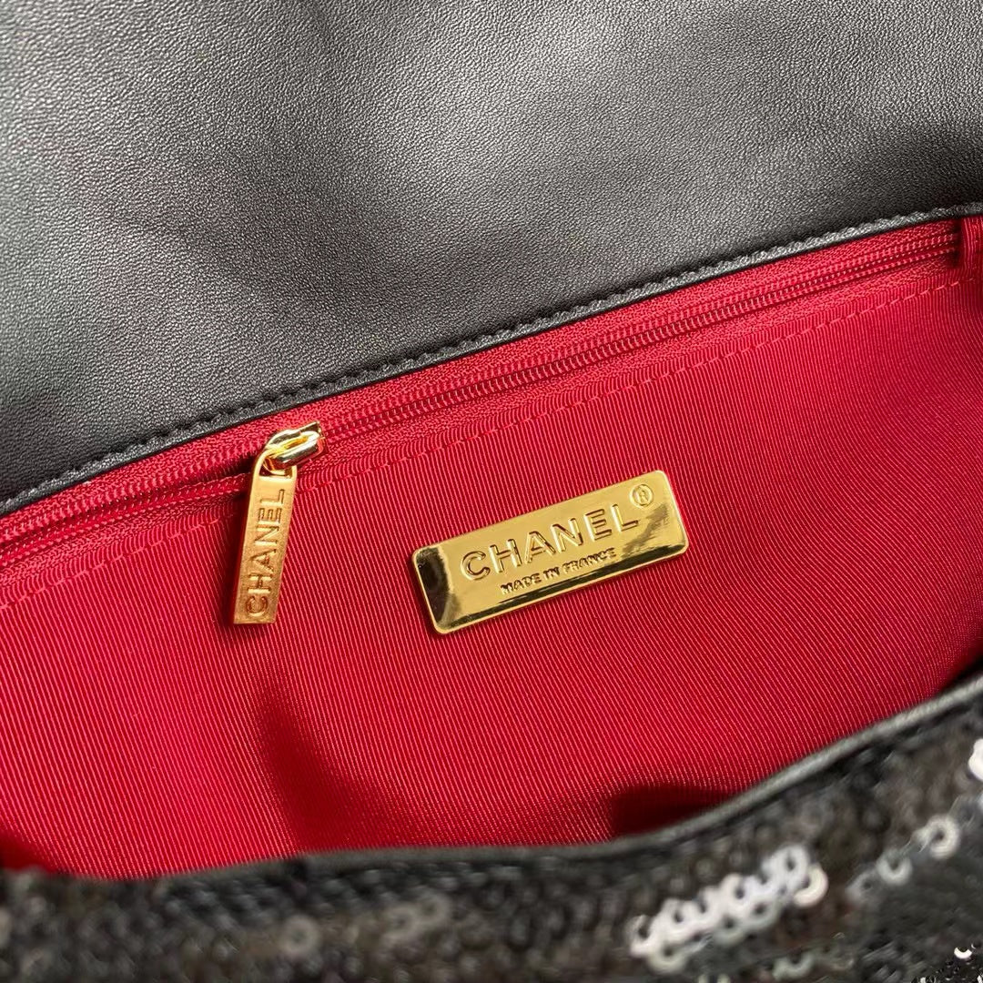 Chanel Sequin 19 Flap Bag Black — view 7