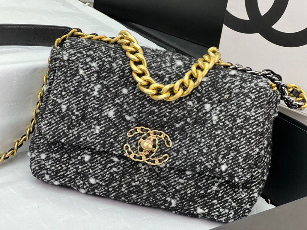 Chanel 19 Small Black and White Orea Tweed Handbag — view 1