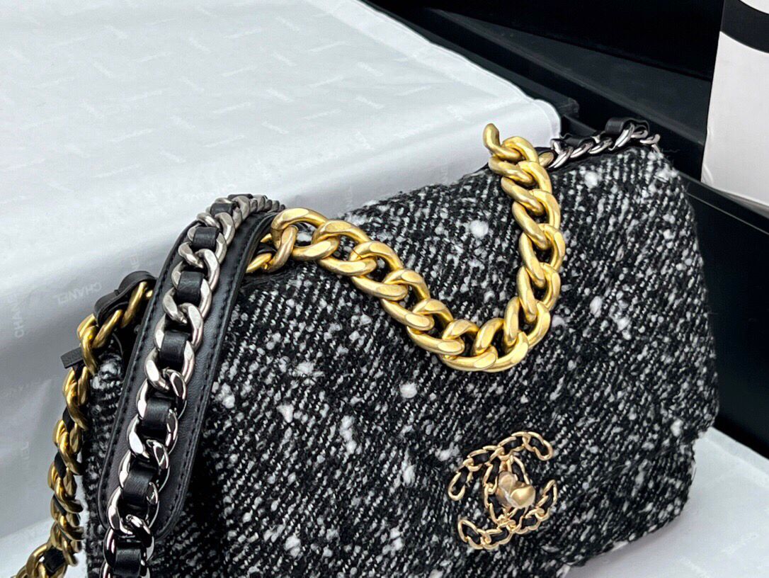 Chanel 19 Small Black and White Orea Tweed Handbag — view 4