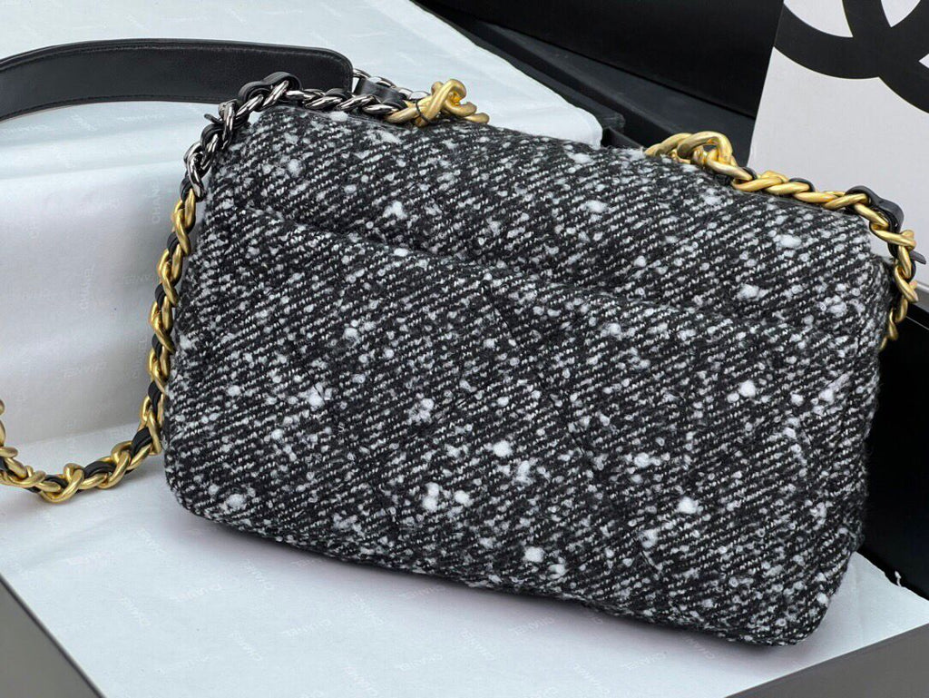 Chanel 19 Small Black and White Orea Tweed Handbag — view 3
