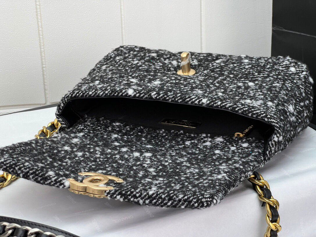 Chanel 19 Small Black and White Orea Tweed Handbag — view 6