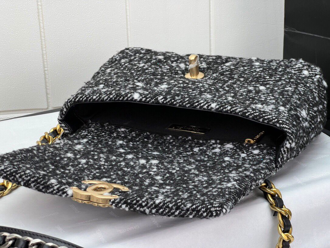 Chanel 19 Small Black and White Orea Tweed Handbag — view 6