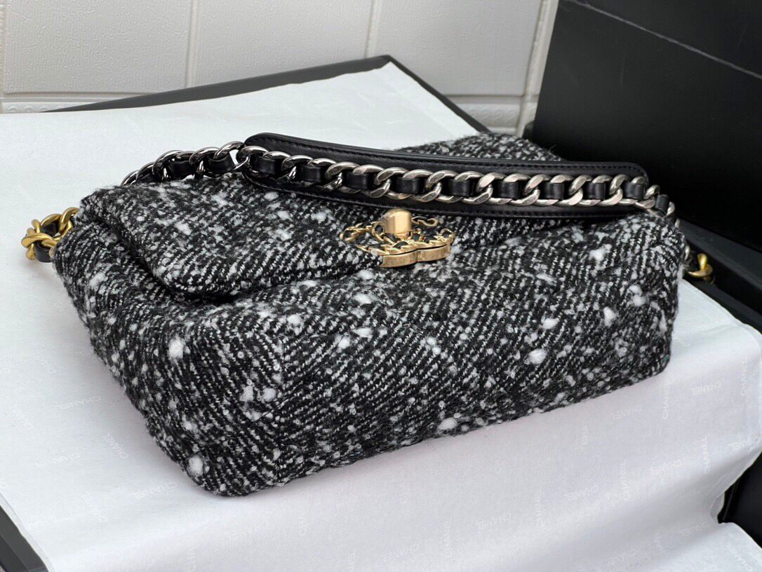Chanel 19 Small Black and White Orea Tweed Handbag — view 5