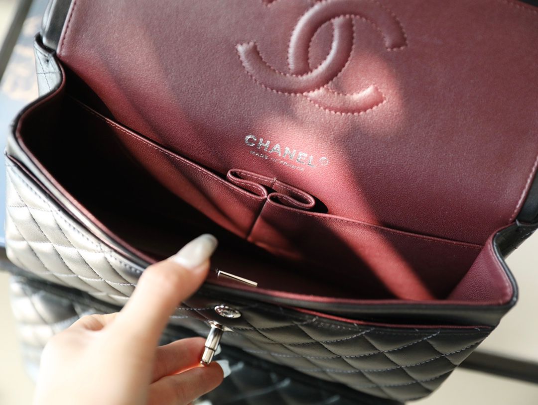 Chanel Timeless Classic Flap Bag Silver Hardware - Black — view 4