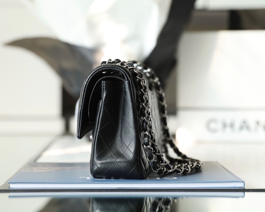 Chanel Timeless Classic Flap Bag Silver Hardware - Black — view 3