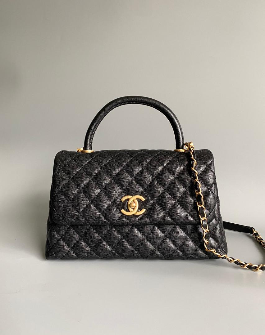 Chanel Medium Flap Bag Black with Coco Handle — view 2