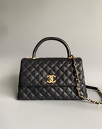 Chanel Medium Flap Bag Black with Coco Handle — view 2