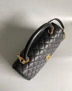 Chanel Medium Flap Bag Black with Coco Handle — view 5