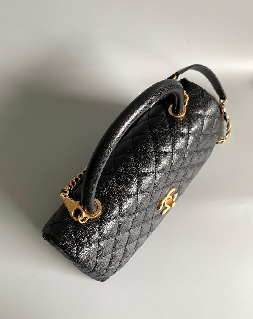 Chanel Medium Flap Bag Black with Coco Handle — view 5
