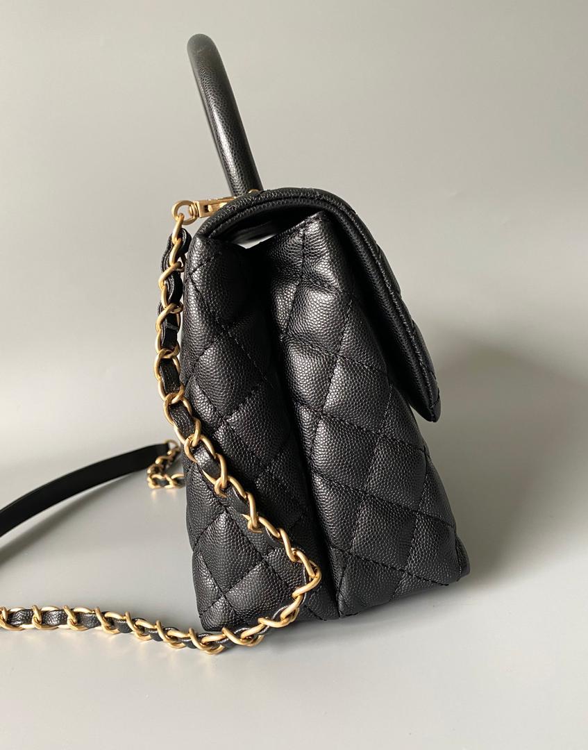 Chanel Medium Flap Bag Black with Coco Handle — view 4