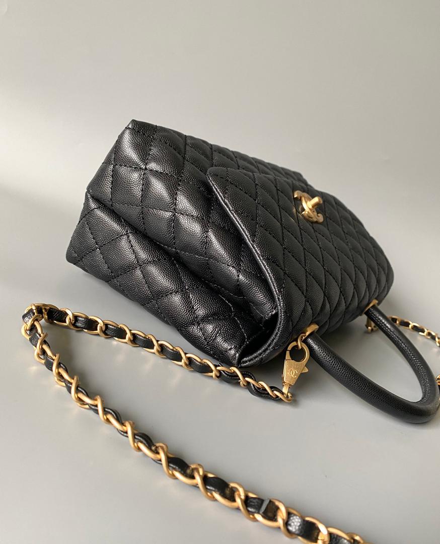 Chanel Medium Flap Bag Black with Coco Handle — view 3