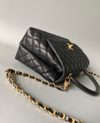 Chanel Medium Flap Bag Black with Coco Handle — view 3