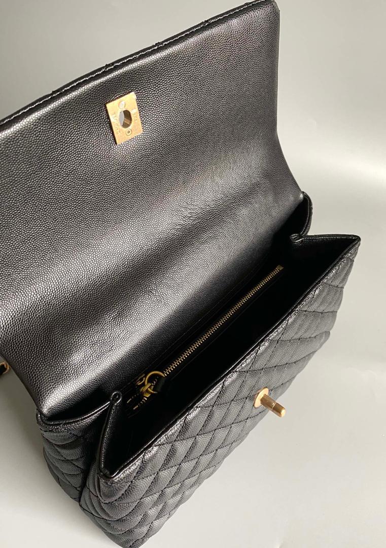 Chanel Medium Flap Bag Black with Coco Handle — view 8