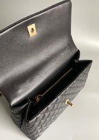 Chanel Medium Flap Bag Black with Coco Handle — view 8