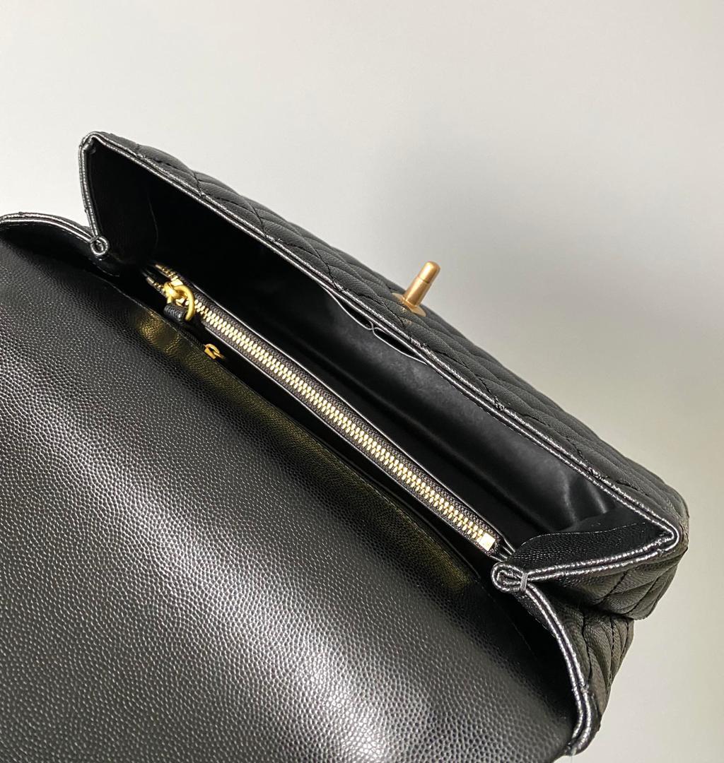 Chanel Medium Flap Bag Black with Coco Handle — view 7