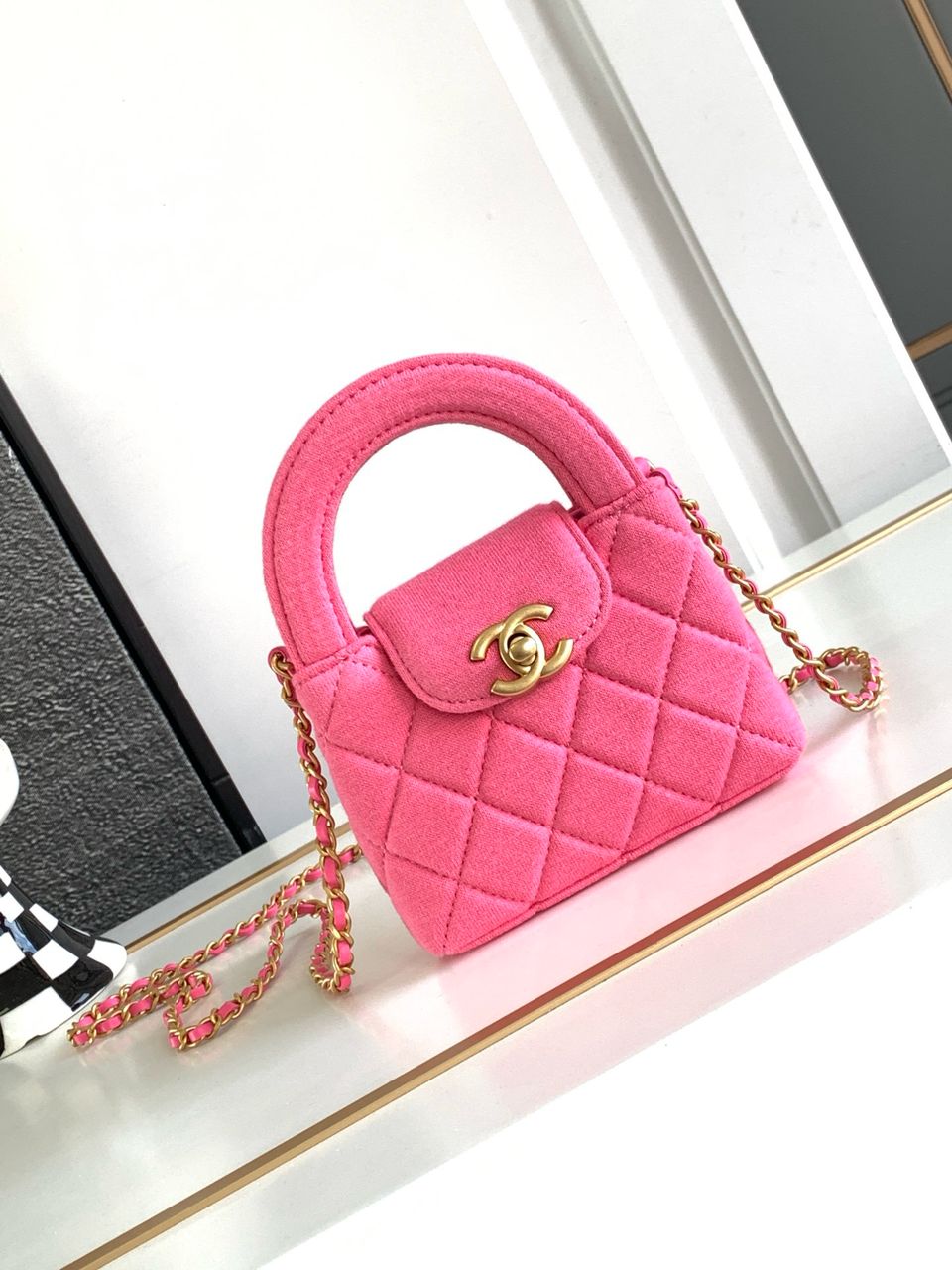 Chanel Mini Nano Jersey Kelly Handbag - Pink — view 1