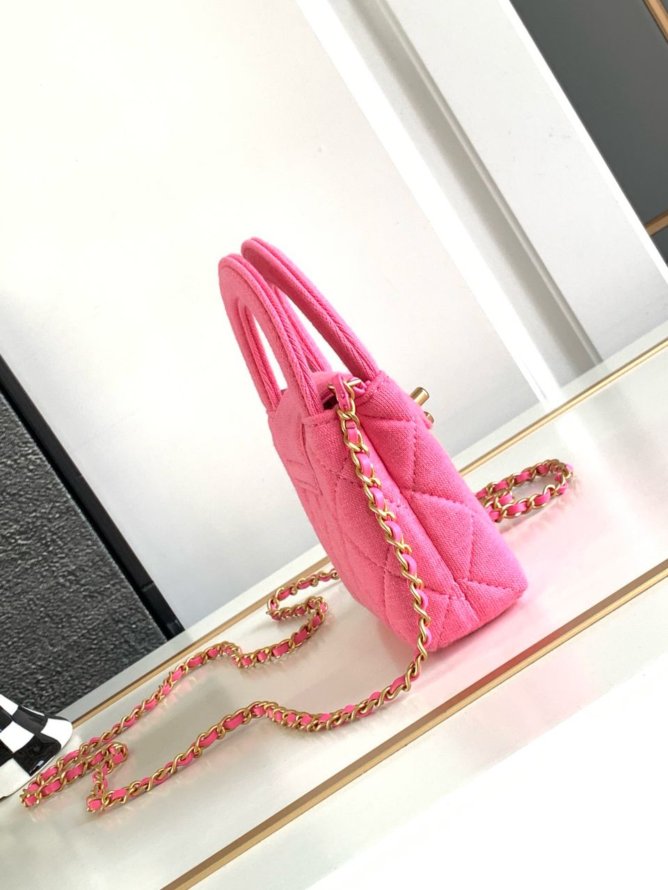 Chanel Mini Nano Jersey Kelly Handbag - Pink — view 3