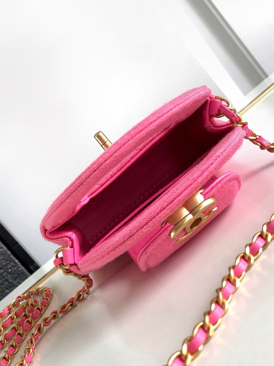 Chanel Mini Nano Jersey Kelly Handbag - Pink — view 7
