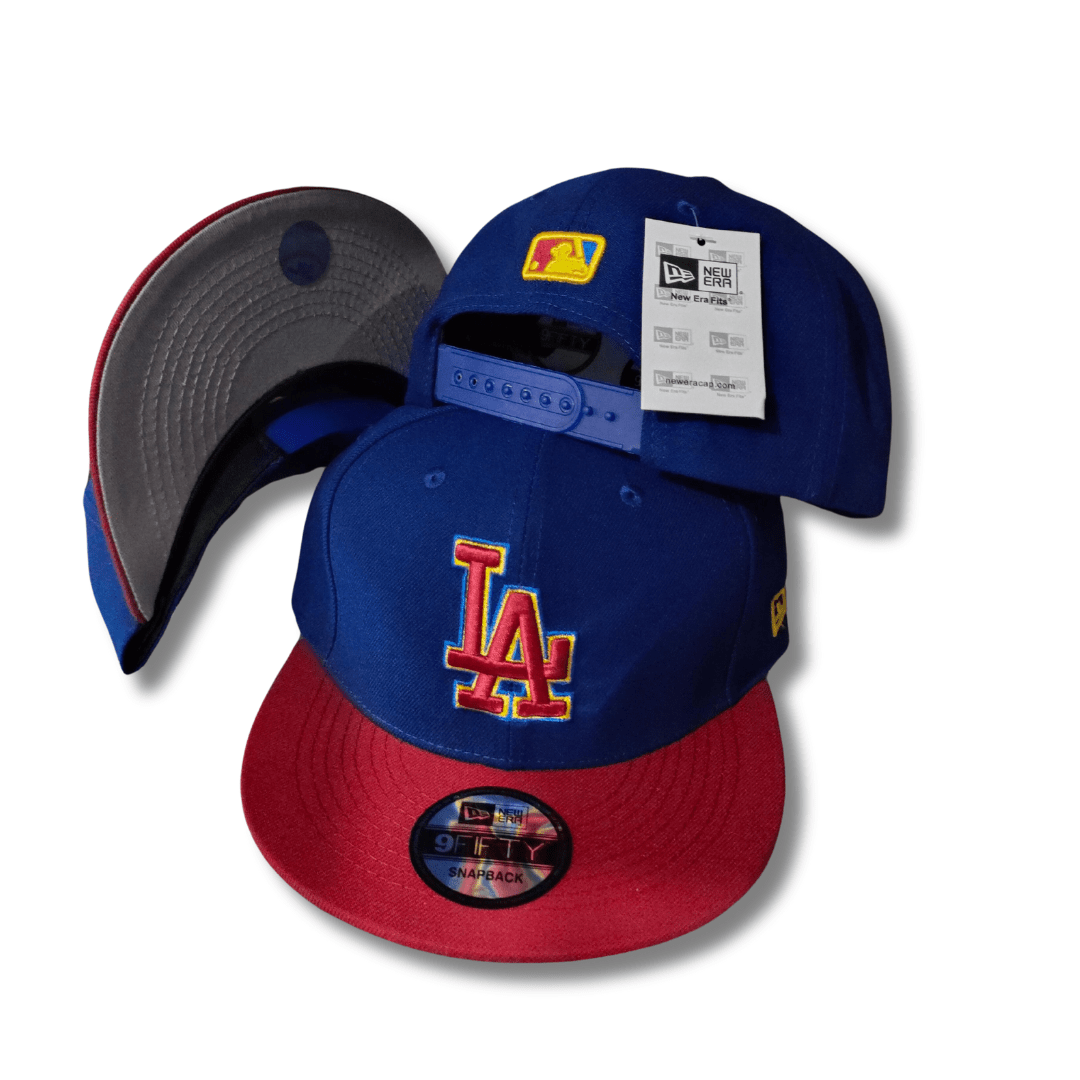 Los Angeles Blue with Red Brim and Yellow-Outlined Logo – Snapback Cap — view 1