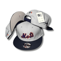 New York Mets Gray and Navy with Embroidered Logo – Snapback Cap — view 1