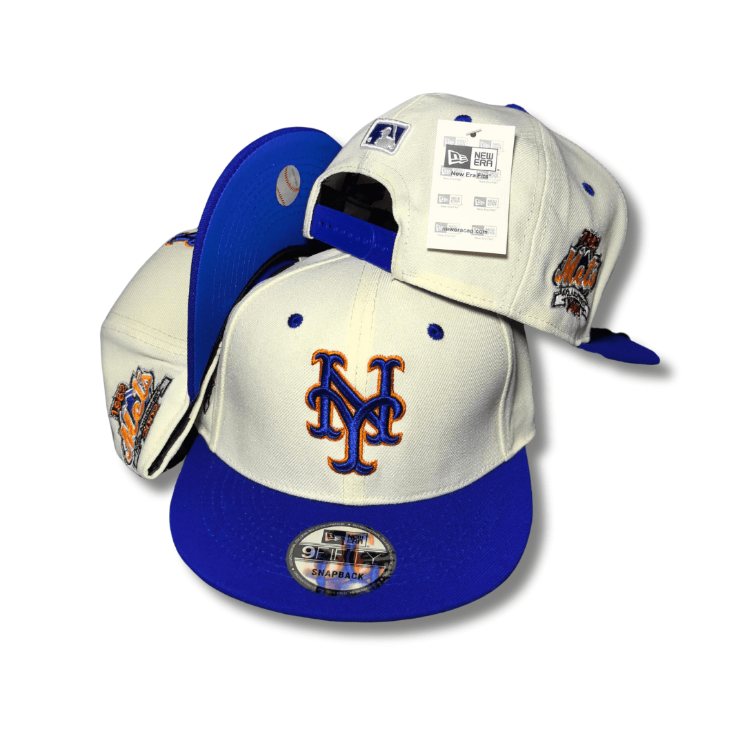 New York Mets White and Blue with 2000 Subway Series Patch – Snapback Cap — view 1