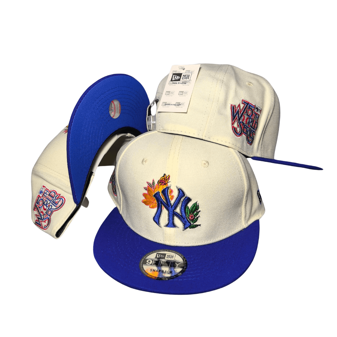 New York Yankees 9FIFTY with Floral Accents Cream and Royal Blue – Snapback Cap — view 1