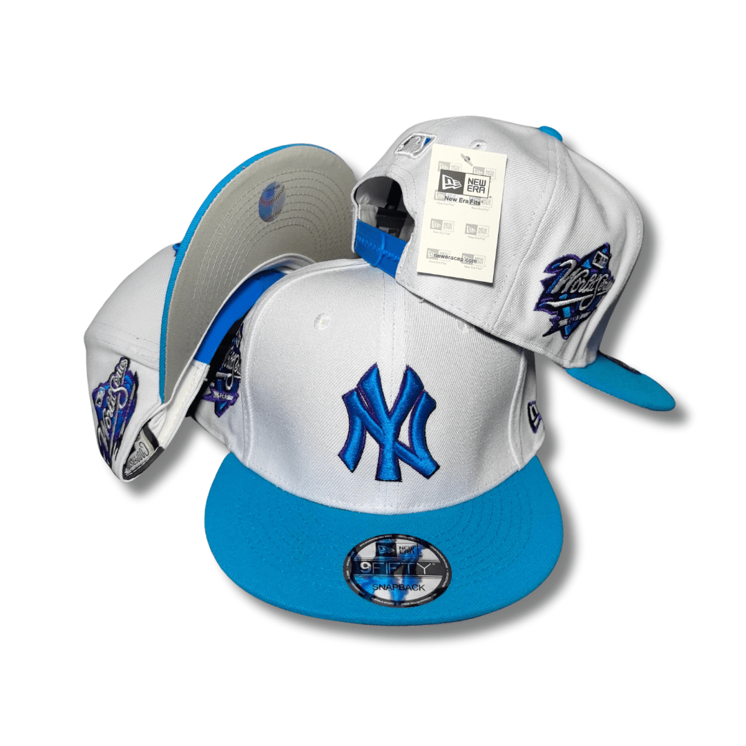 New York Yankees 9FIFTY with World Series Patches White and Light Blue – Snapback Cap — view 1