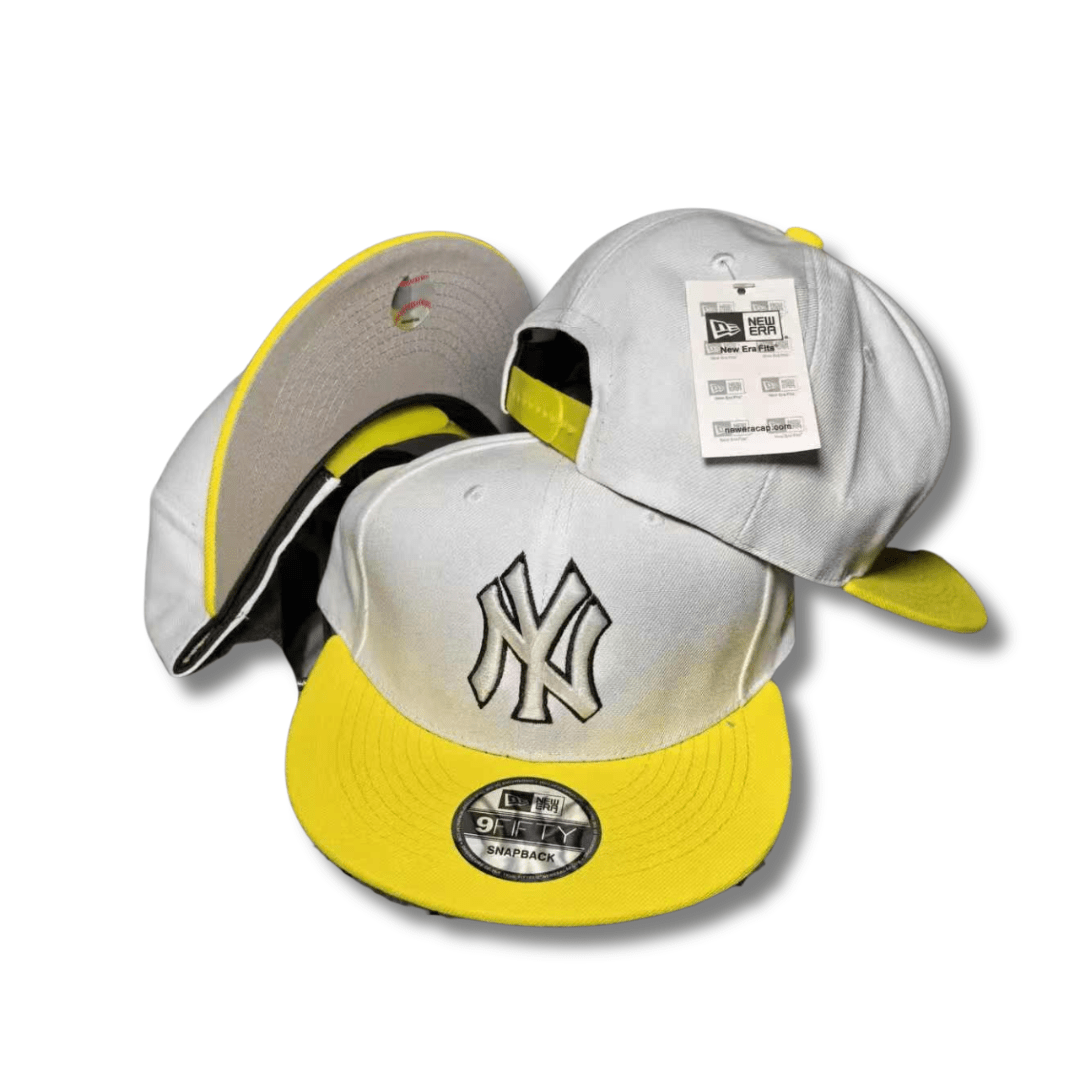 New York Yankees White and Yellow with Embroidered Logo - Snapback Cap — view 1