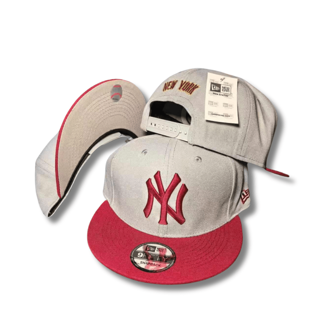 New York Yankees Gray and Red with Embroidered Logo and “New York” Design - Snapback Cap — view 1