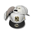 New York Yankees White and Black with Gold Embroidered Logo - Snapback Cap — view 1