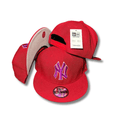 New York Yankees Red with Purple Embroidered Logo - Snapback Cap — view 1