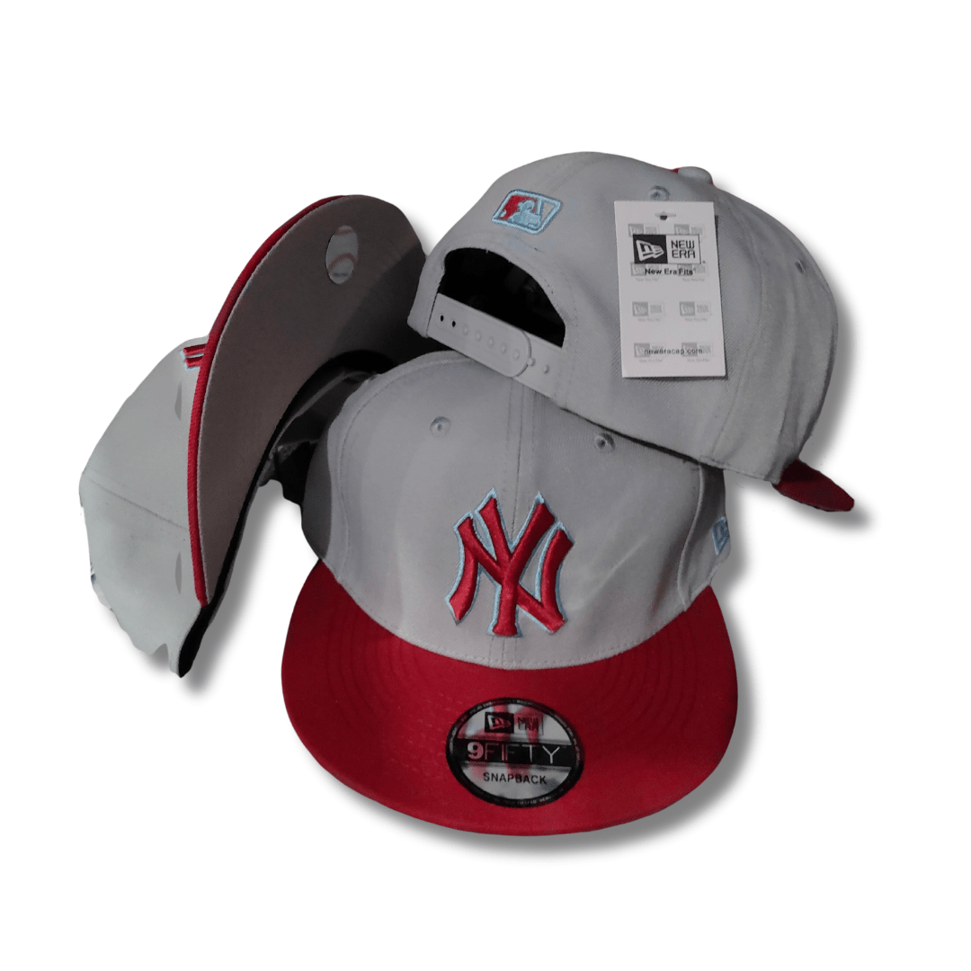New York Yankees Gray and Red with Dual-Tone Embroidered Logo - Snapback Cap — view 1