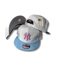 New York Yankees White and Light Blue with Pink Embroidered Logo - Snapback Cap — view 1