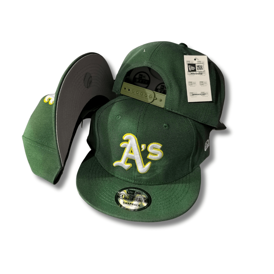 Oakland Athletics Green with White and Yellow Embroidered Logo - Snapback Cap — view 1