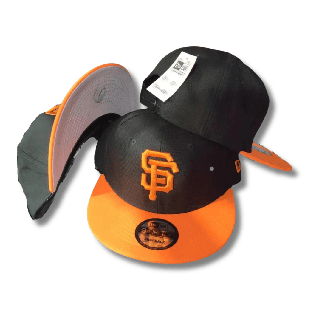 San Francisco Giants Black and Orange with Embroidered SF Logo - Snapback Cap — view 1