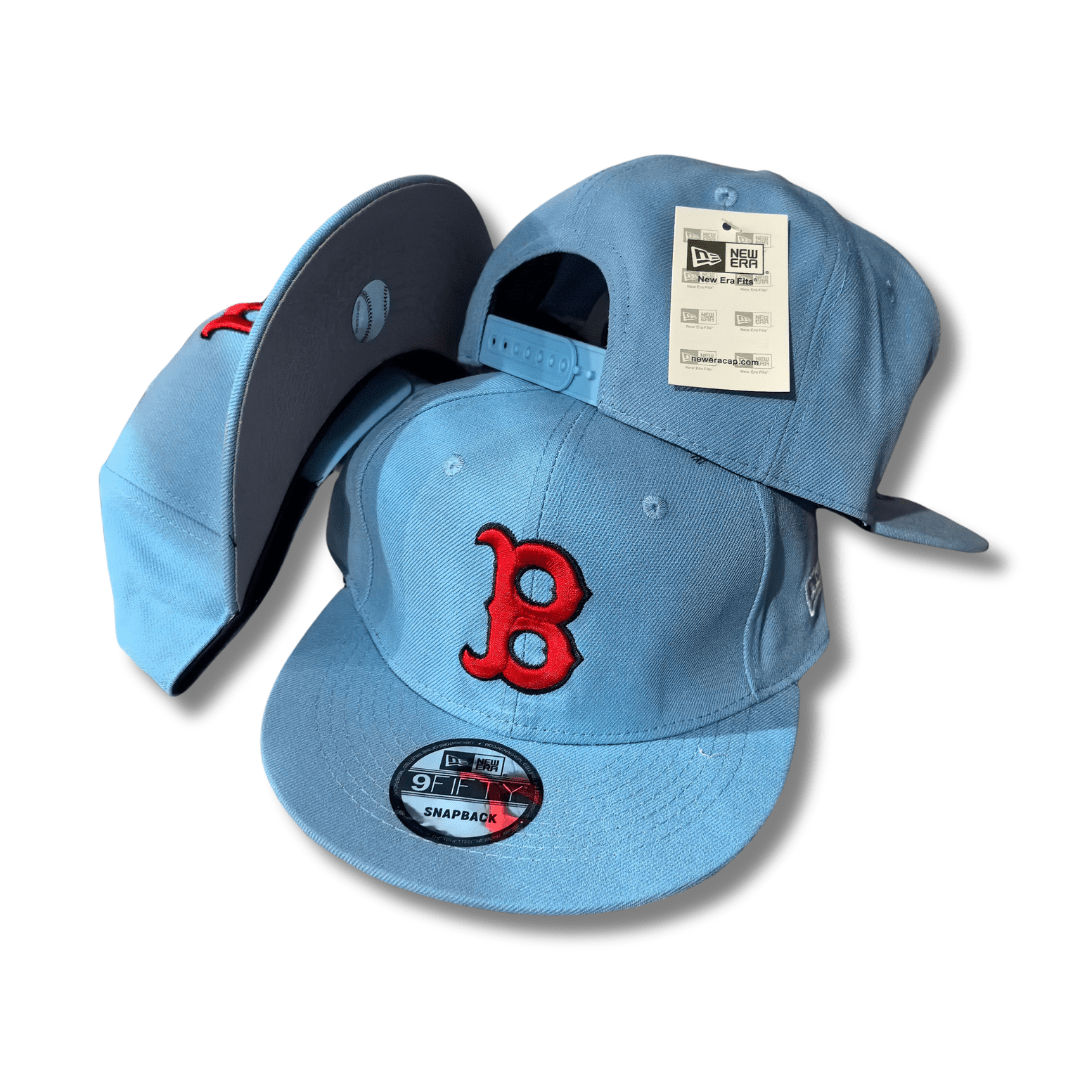 Boston Red Sox Light Blue Red Embroidered Logo - Snapback Cap — view 1