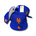 New York Mets Blue Embroidered Orange Logo with Side Patches – Snapback Cap — view 1