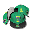Texas Rangers Green Dual Logo Design with Black Brim and Side Patches – Snapback Cap — view 1