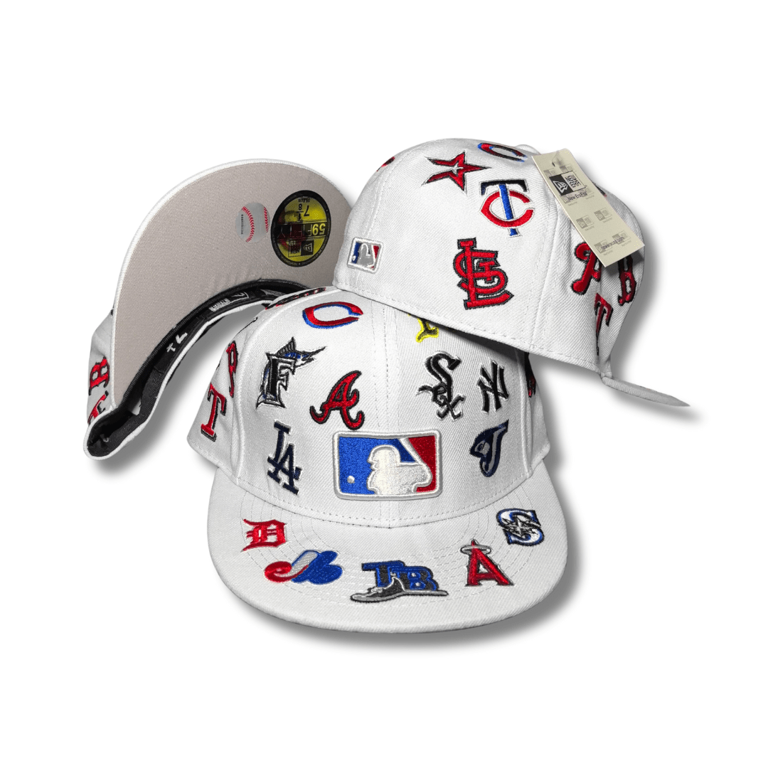 New Era Multi-Logo MLB 59Fifty with MLB Logo White – Fitted Cap — view 1