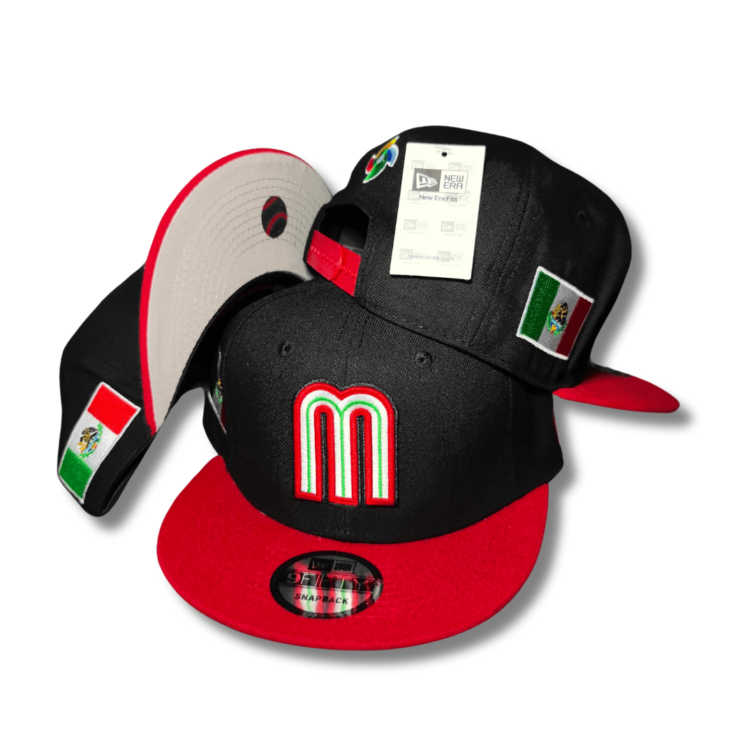 Mexico National Baseball Team New Era 9Fifty Black and Red with Flag Details – Snapback Cap — view 1
