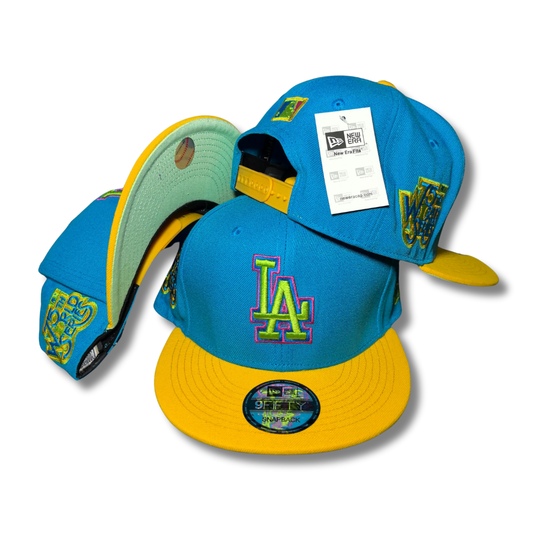 Los Angeles Dodgers Teal and Yellow New Era 9Fifty - Snapback Cap — view 1