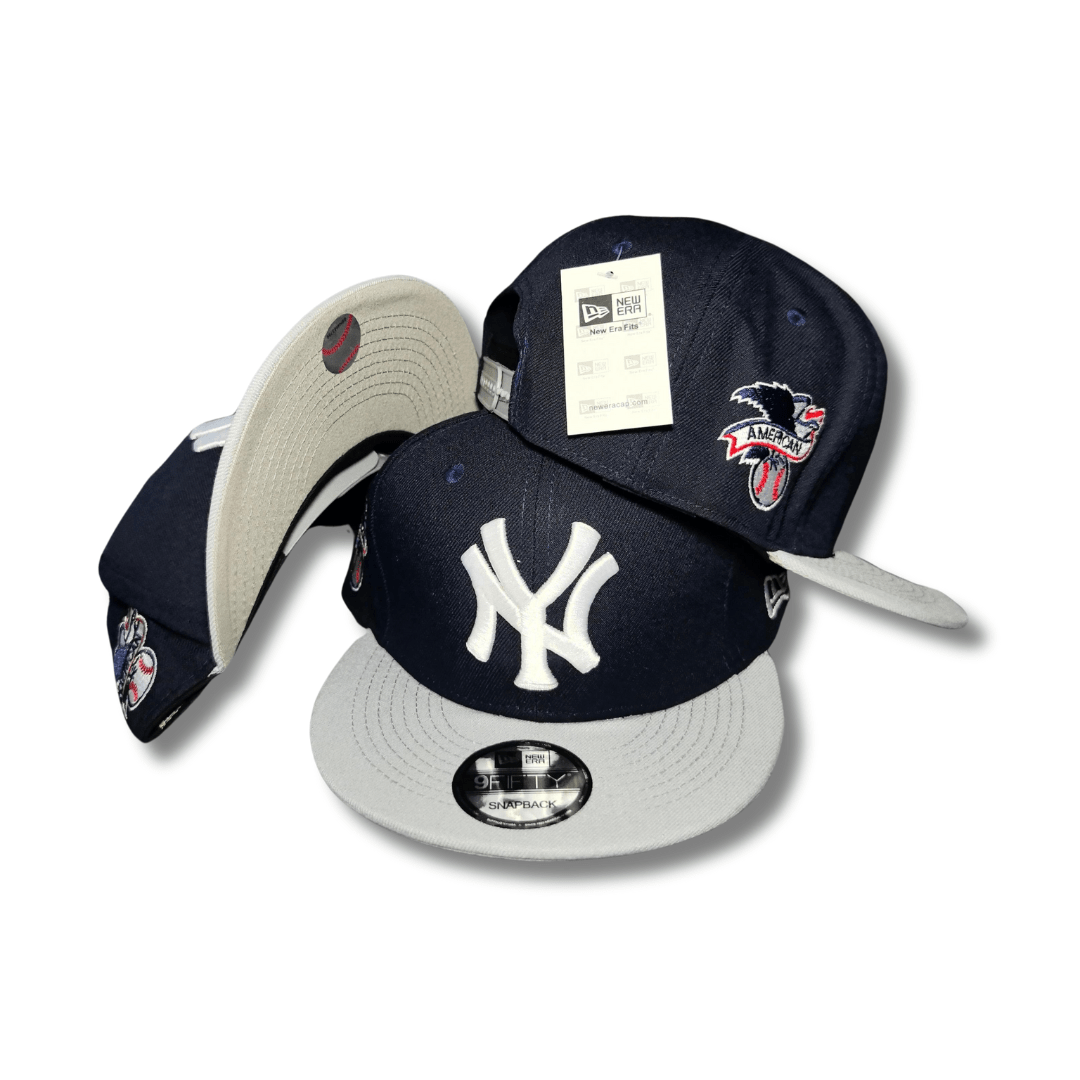 New York Yankees Navy Blue with Grey Visor and Side Patches - Snapback Cap — view 1