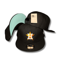 Houston Astros Black with Iconic Star Logo and Mint Green Undervisor - Snapback Cap — view 1