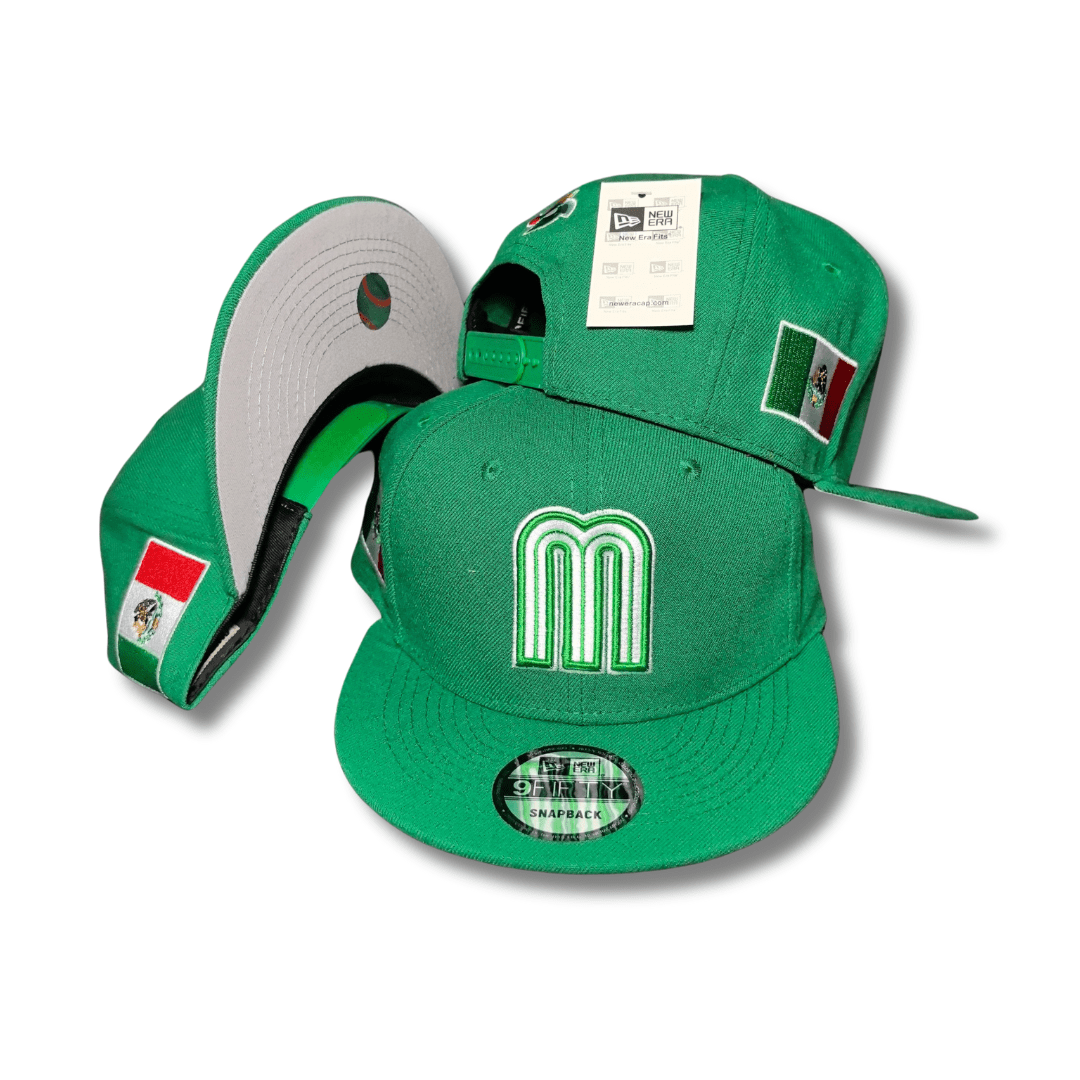 Mexico National Baseball Team Green with Flag Embroidery – Snapback Cap — view 1