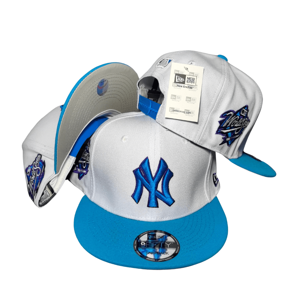 New York Yankees White with Vibrant Blue Brim and Accents – Snapback Cap — view 1