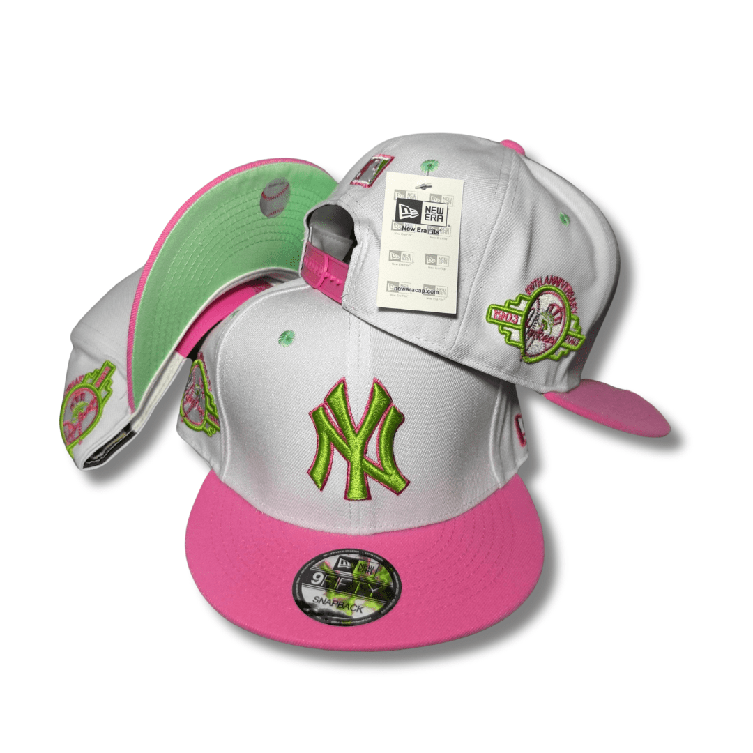 New York Yankees White with Neon Green and Pink Accents – Snapback Cap — view 1