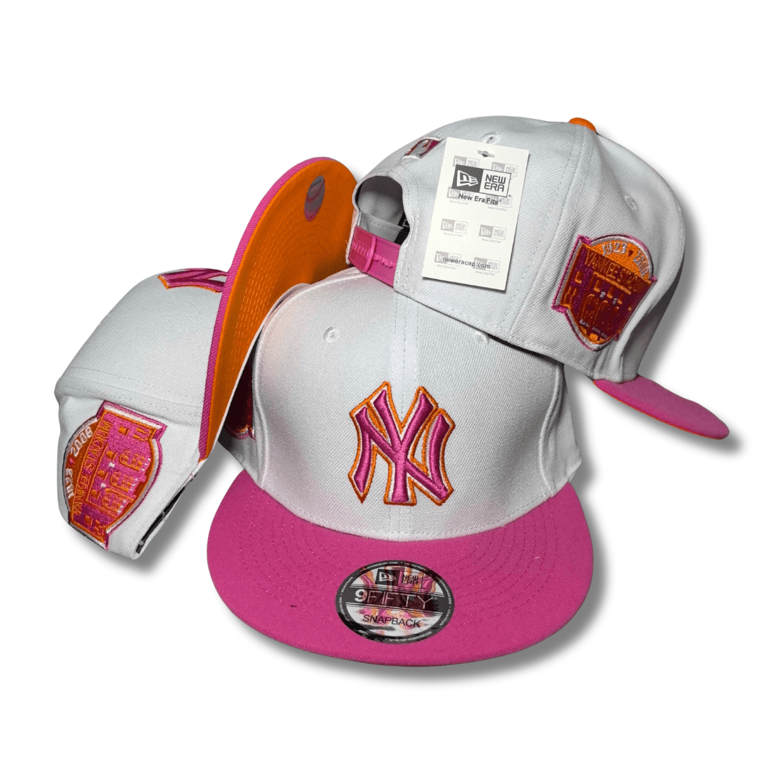 New York Yankees White-Pink with Orange Undervisor - Snapback Cap — view 1
