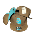 San Diego Padres Brown with Teal Embroidered Logo – Snapback Cap — view 1