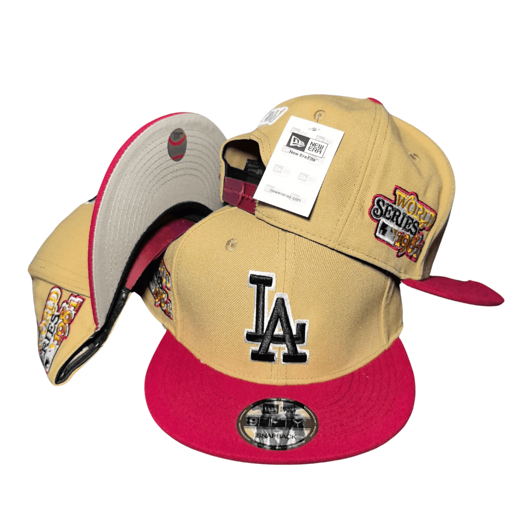 Los Angeles Dodgers Beige and Red with 1981 World Series Patch – Snapback Cap — view 1